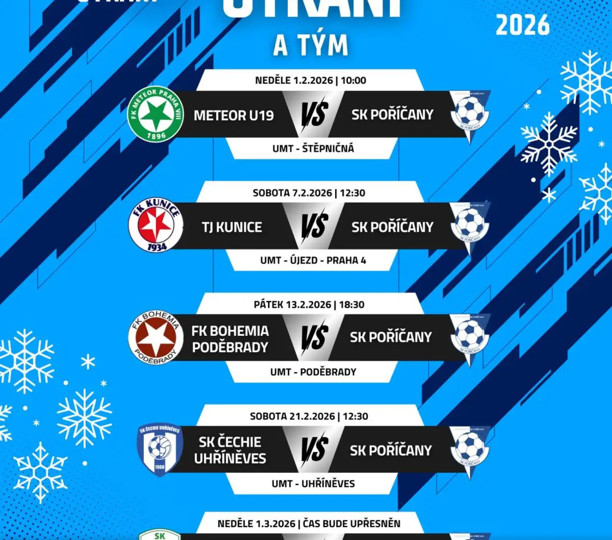 rozpis zápasů "Áčka" zima 2026